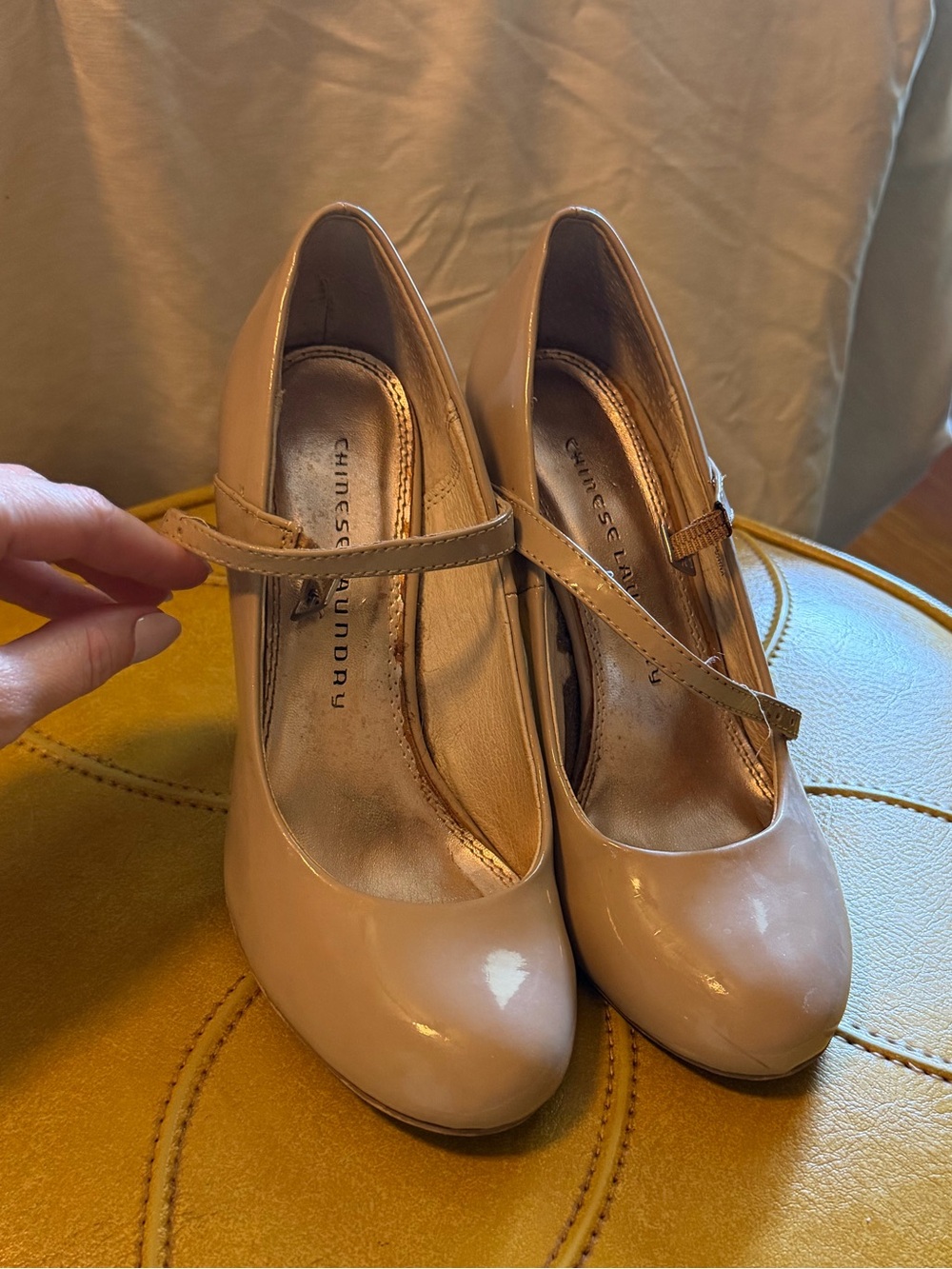 Patent Nude Mary Jane Pumps
